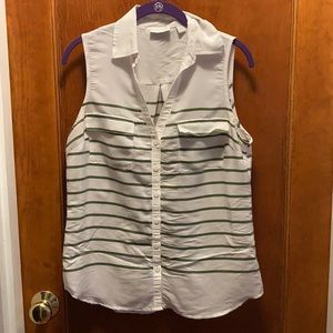 Olive striped collared tank